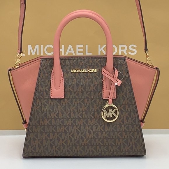 Michael Kors Avril Small Logo Top-Zip Satchel Sunset Rose - Picture 10 of 16